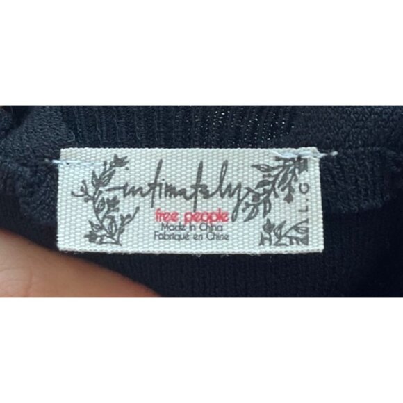 Free People Intimately Sheer Mesh Black Top Size L Dark Coquette Vampy Witchy - Picture 7 of 9